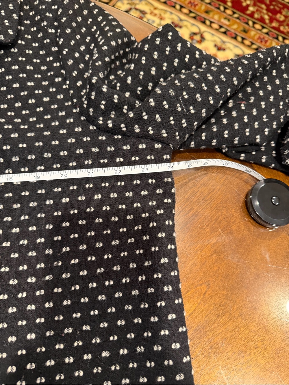 Black Patterned Women's Coat Lightweight - Classic Button Front - Picture 7 of 8